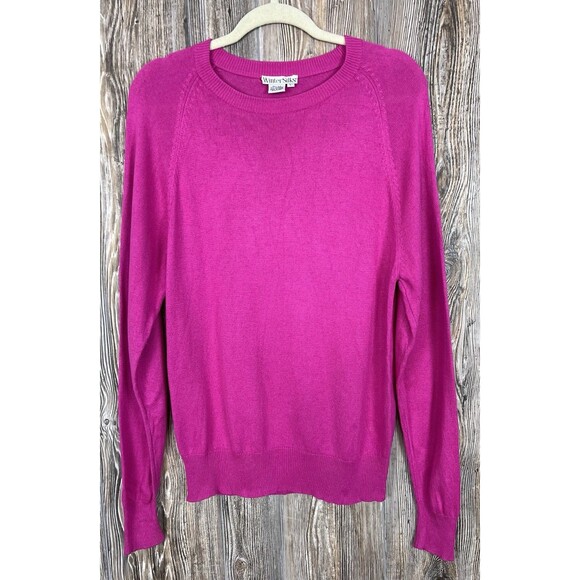 VTG Winter Silks Pink Sweater Silk & Cashmere Blend Womens L  Soft & Cozy Luxury - Picture 1 of 11